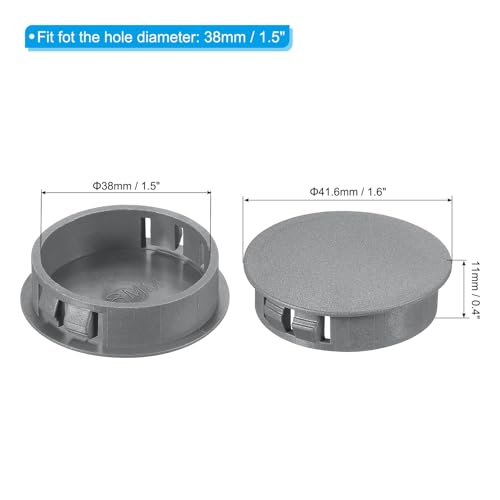 Image of PATIKIL 1.5 inch /38mm Plastic Hole Plugs, 20Pcs Flush Type Round Hole Plugs Cover Snap in Locking Hole Tube for Table Kitchen Cabinet Furniture, Dark Grey