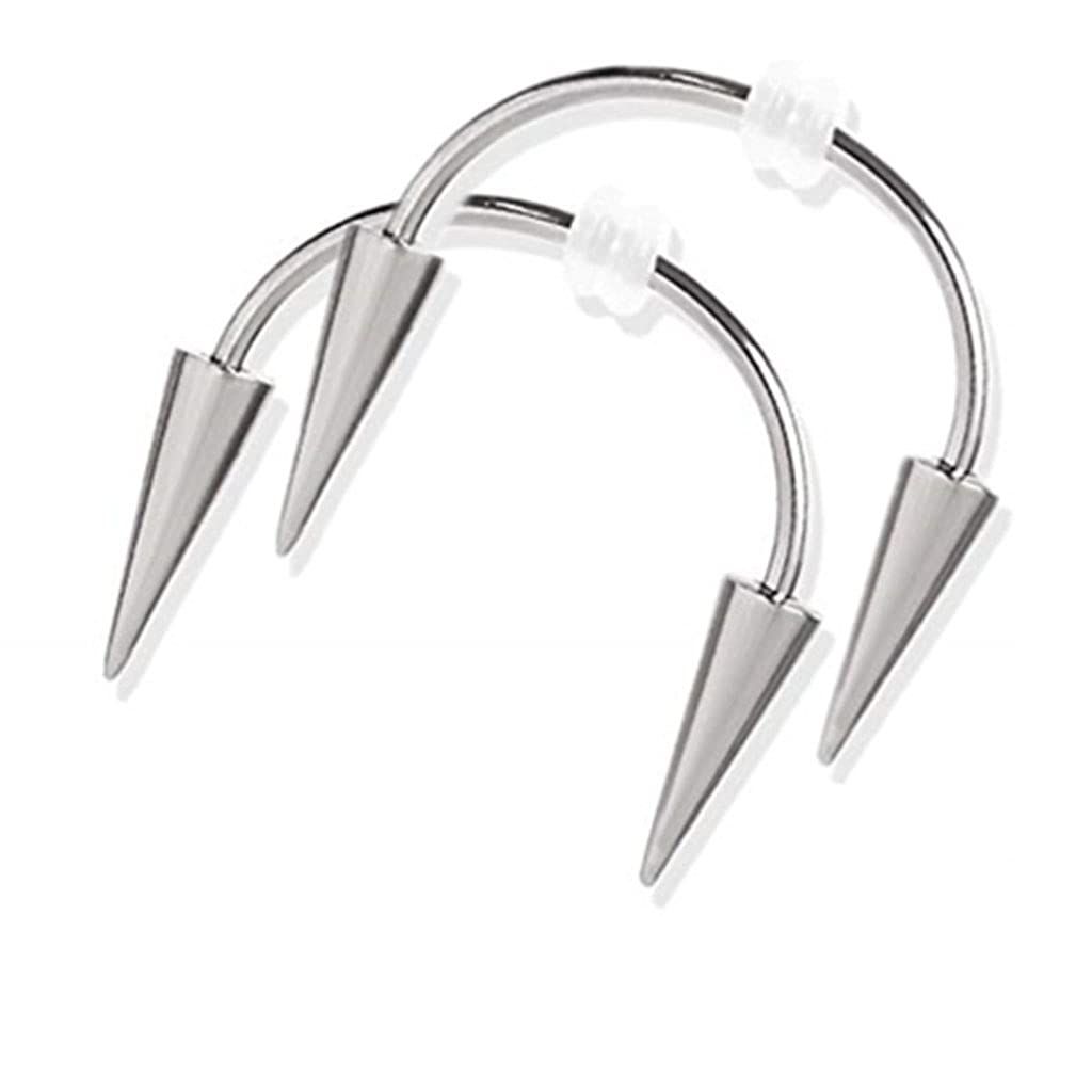 Maxtonser 2x/Set Simple Lip Hoop Rings 16g Silver for Vampire Teeth Surgical-Steel Spiked Studs Body Piercing Jewelry