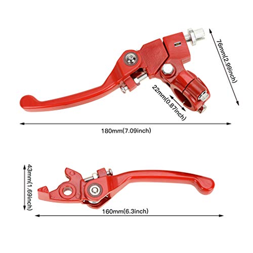 Hiaors Red Brake Folding Clutch Lever With Perch For 7/8" Handlebar 110Cc 125Cc Ssr125 Ssr70 Ttr125 Xmotos Apollo Thumpstar 125 Crf50 Xr Klx 140 Chinese Pit Dirt Bike Motorcycle #TOP3