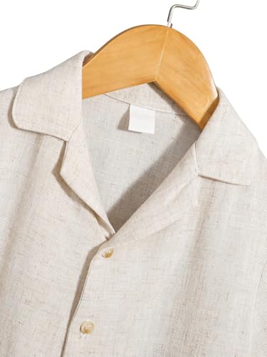 Image of Verdusa Boy's 2 Piece Sets Linen Set Going Out Summer Outfits Button Up Shirt and Pants Set Matching Sets
