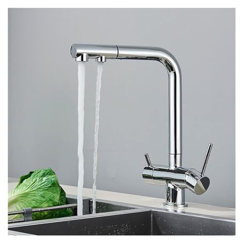 Robinet de cuisine double poignée mitigeur eau filtrée noir évier