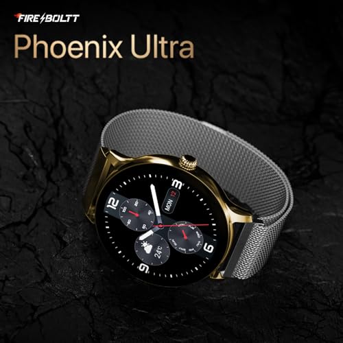 Image of Fire-Boltt Phoenix Ultra Round Smart Watch 1.39 inch with Bluetooth Calling, AI Voice Assistant, SpO2 & Heart Rate Monitor, 120+ Sports Modes, IP67 Waterproof Metal Smart Watch for Men & Women - Grey