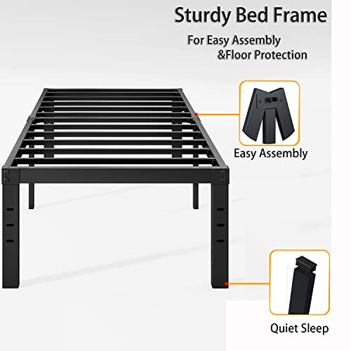 Joceret Bed Frame Twin Size 14 Inch Heavy Duty,Metal,No Box Spring Needed,Underbed Storage,Easy Assembly,Noise Free,Minimalism,Non-Slip,Bedroom,Kids,Boys,Girls,Black #TOP5