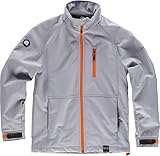  S-ROX WORKTEAM - Chaqueta Workshell de Manga ranglan con Cremalleras combinadas. Cuello Alto y Cierre de Cremallera de Nylon. Solapa Protectora in Hombre Gris Claro+Naranja A.V. L