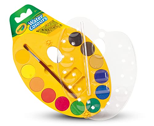 Crayola - Palette de Peinture Aquarelle Lavable 12 Couleurs, Support en Plastique et Pinceau Fin - Âge Conseillé: à Partir de 3 Ans Cover
