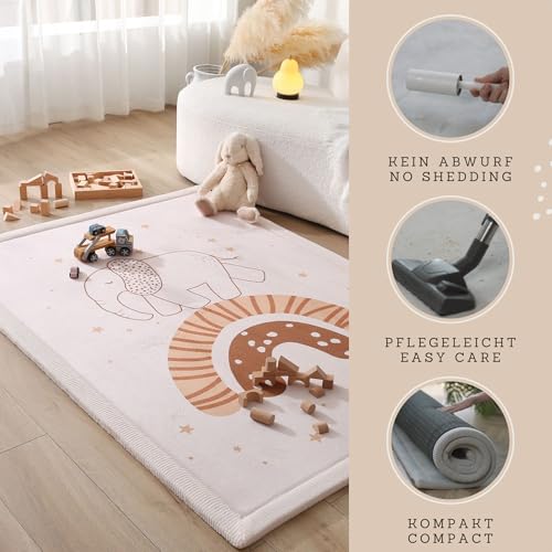Hakuna Matte CloudSoft Baby Play Mat for Floor 47 x 67 Rainbow Elephant – Coral Velvet Memory Foam Rug for Crawling Cozy Play – Non-Slip, Water-Resistant, Easy-Care Tummy Time Mat, Playmat for Playpen — view 4