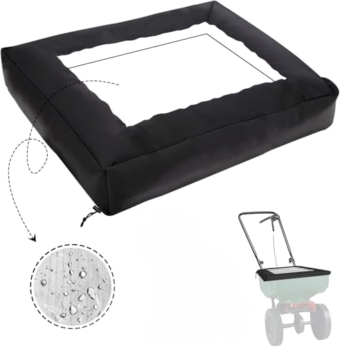 JYLBHYZI Broadcast Spreader Cover with Durable PVC Clear Window,420D Waterproof Fertilizer Spereader Cover fit Scotts Mini Spreaders for Lawns and Most Brands Lawn Spreader(Black,21.65X16.1 Inches)