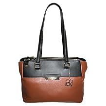 Calvin Klein Brown Black Leather Shoulder Bag