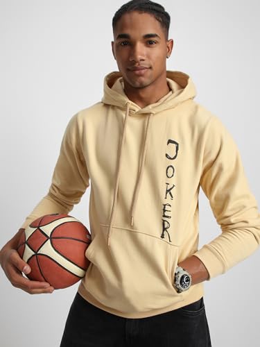 Image of Veirdo Cotton Fleece Regular Fit Hooded Sweatshirt Lastest Back Graphic Printed Winter Hoodies for Men (Available Colors: Marine Green, Marshmellow, Black, SOYA Bean, Orange & Blue)