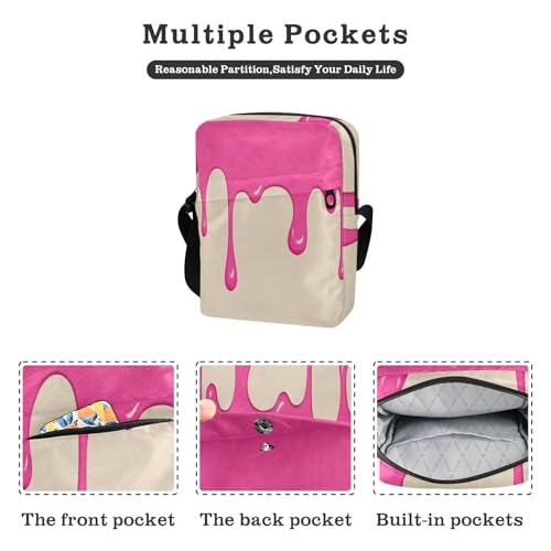 Fashion Street Graffiti Painting Pink Beige messenger bag cute mens shoulder bag Women's Purse Adjustable Strap for Casual outdoor sports2