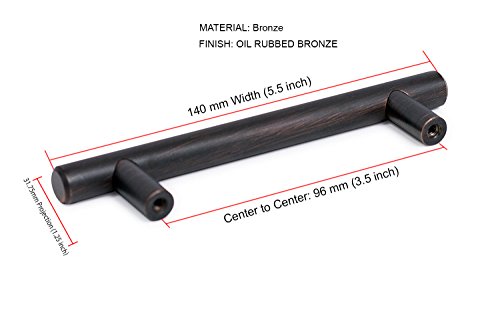 Birdrock Home Simple Modern Rounded T-Bar Handle - Oil Rubbed Bronze - 25 Pack - 3.75 Inch Kitchen Cupboard Furniture Cabinet Hardware Drawer Pull Trad #TOP2