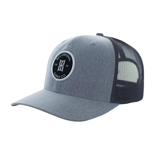 BEX Bosc Trucker Hat - 6-Panel Snapback Cap with Mesh Back Adjustable Structured Baseball Cap | Unisex Outdoor Casual Hat (Gray)