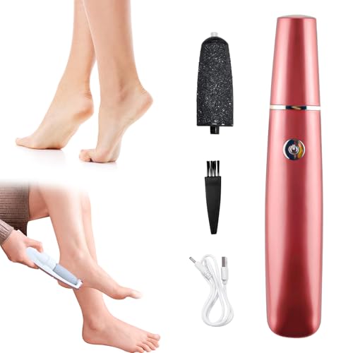 Removedor Eléctrico de Callos de Pies, Pedicura Profesional para Pies, con 2 Rodillos y 2 Velocidades, para Talones, Piel Seca y Muerta -Rojo