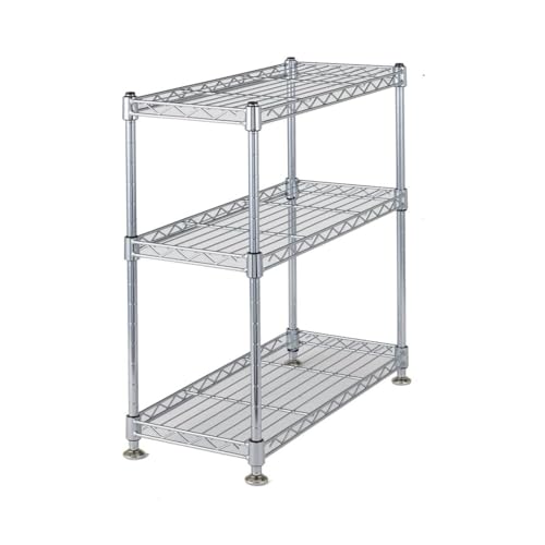 ドウシシャ ルミナス スーパーライト 3段 調味料ラック スパイスラック シンク下収納 幅45.5×奥行20.5×高さ46.5cm 可変棚 ミニラック 棚耐荷重30kg 防錆加工 サビに強い 水回りOK キッチンラック ポール径12.7mm WH2045-3