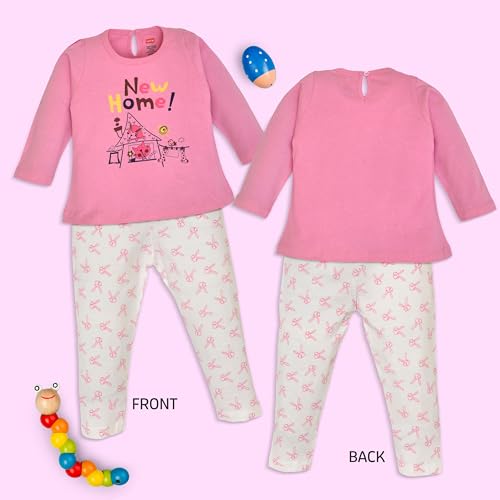 Image of LuvLap Baby Girls 100% Cotton Full Sleeve Top & Pyjama Sets, Pack Of 02