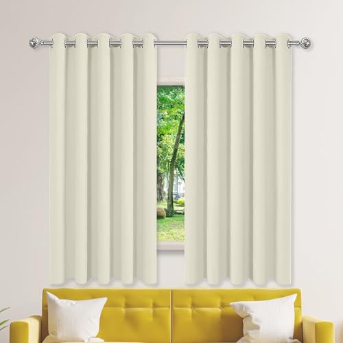 1級遮光 ドレープカーテン 2枚1ット 240 x 320 cm 遮光級80%以上Uvカット断熱保温防寒防音間仕切りテン無地おしゃれ洗える部屋寝室幼児園喫茶店, ベージュ