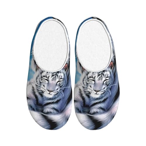 Pantoufles d'hiver chaudes EdWal anti-froid et anti-glisse peluche tigre 39