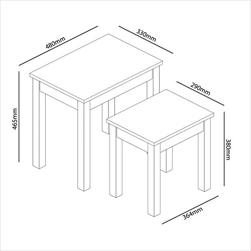 Galano Sufy Nest of 2 Tables Unit - Modern Sofa Side Table for Living Room - Small and Light Multilevel Coffee Table Set - 33 x 48 x 46.5 cm - Light Grey - Image 4