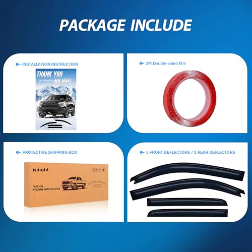 Image of Nilight Tape-On Window Visors for Tacoma Double Cab 2005-2015, 4PCS