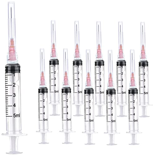 100 Pack 5ml Plastic Syringe with 18 Gauge Needle Lab Supplies, Individually Sealed Packed