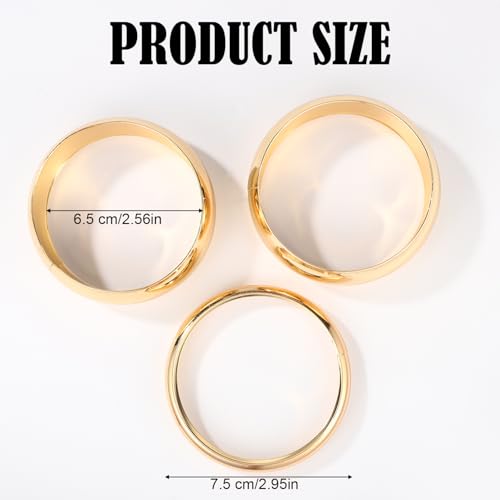 3 szt. Złota Bransoletka Typu Bangle dla Kobiet, Gruba Szeroka Bransoletka Mankietowa Modna Wyrazista Biżuteria z Charakterem Zestaw Bransoletki w Kolorze Złotym Moda Akcesoria Prezent