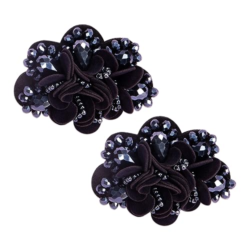 ZORZA 2Pcs Flower Shoe Clips Crystals Bow Shoe Charms Beaded Decorative Fashion Shoe Accessory for Pump Flats Sandals(Blue)