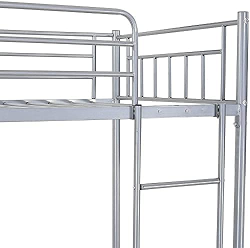 Image of Single Metal Bunk Bed Frame 2 Person for Adult Children Kids Home Furniture (Color : Silver)(Glossy)