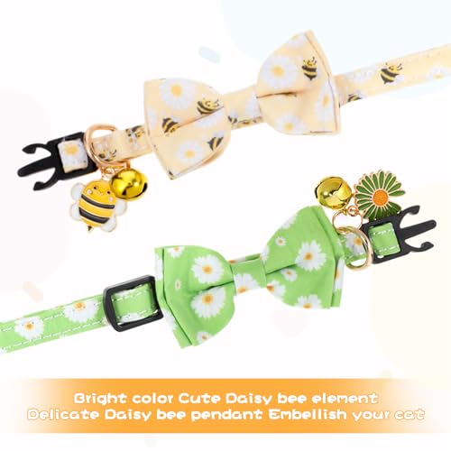 COMNICO 2 coleiras para gatos breakaway com lindo sino de gravata borboleta para gatos machos, fêmea