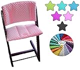 kissen für tripp trapp baby set EASY HANDLING ! Das Sitzkissen besteht aus zwei Teilen und polstert den Rücken, die Sitzfläche und die Seite. Es ist kein Problem die Gurte mit unserem Kissen zu verwenden. Wir haben hierzu einen kleinen Schlitz im Sitzpolster. Perfekte Passform. 100% Minky (einzigartiger weicher Plüschstoff)
