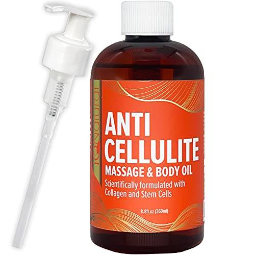 IQ Natural Anti Cellulite Massage Oil Cream, Massage Oil for Massage Therapy, Body Oils for Women Dry Skin,, Must Haves for Women, Anti Cellulite Products, Collagen Oil for Skin Tightening (8.8oz)