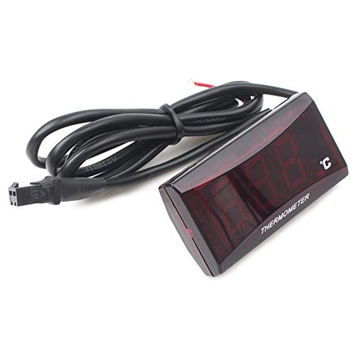 Cninba13 Motorcycle Digital Water Temperature Gauge Meter Thermometer Hygrometer Humidity Temperature Meter for Most 12V Motorcycles Racing Scooter, Red