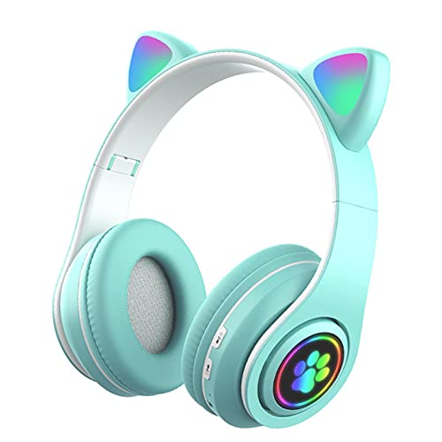Perfect Flower Casque avec Oreilles de Chat Mignon, lumières à LED sans Fil Bluetooth 5.0 - pour PC, Tablette, Cadeau, Casque de Jeu Pliable pour Adultes pour Enfants stéréo Cover