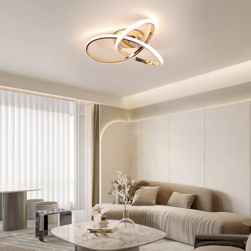 CANEOE LED Ceiling Light Fixture,3-Colors Dimmable Modern Ceiling Light with Remote Control Rose Gold Flush Mount Lighting Fixture for Bedroom Living Room Kitchen Office Ceiling Lamp,42W by CANEOE - Image 3