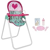 509 Crew: Mint Heart - Foodie Doll Highchair - Pink & Green, Feeding Accessory, Food Box-Plate-Fork-Spoon-Bottle, Adjustable, Pretend Play Toy, Kid 3+