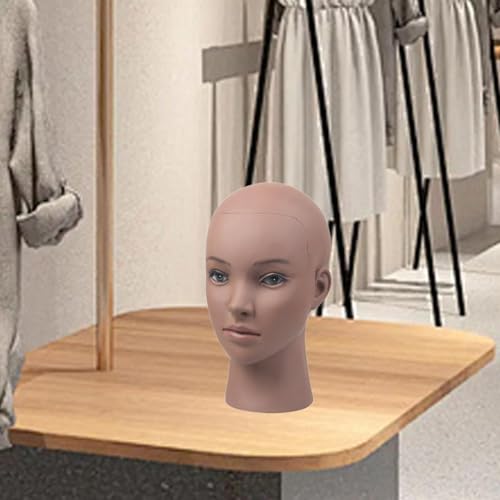 Cabeza de maniquí calva estable para moldear pelucas y exhibir gorros sin caídas 6