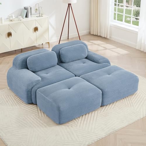 Image of Corduroy Modular Sectional Sofa, Oversized Cloud Couches for Living Room