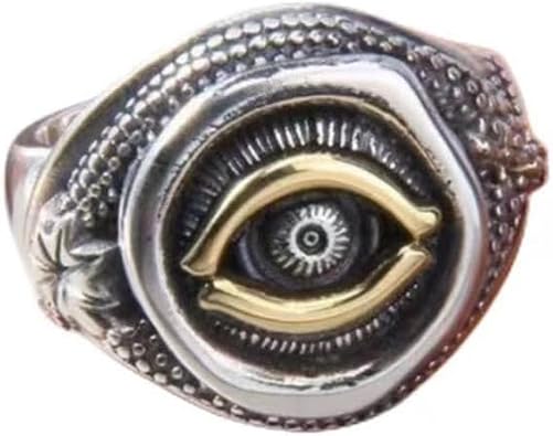 Eye of Horus Ring for Men Women, Adjustable Gothic Vintage Masonic All Seeing Evil Eye Ring, Open Punk Rock Oxidized Black Hip Hop Halloween Biker Viking All Seeing Jewelry Christmas Gift for Men