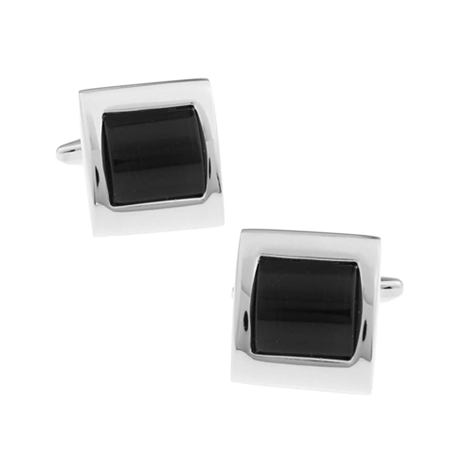 Banemi Gemelos personalizados, gemelos personalizados para hombres, cuadrados, de cobre, plata, negro, negocios, regalos para hombres, 1,5 x 1,5 cm, Ágata creada