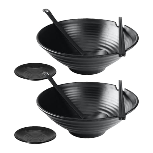 Gihioue Scodelle per Zuppa | Grandi Ciotole Opache Giapponesi con Piattini per Salsa - Moderno Set per Ramen con Bacchette,per Wonton Dumplings Pho Insalata Casa Ristorante Cucina Sala da Pranzo