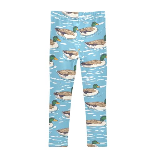 Ducks Swimming Girls' Leggings Toddler Doodles Mallard Kids Yoga Pants Dance Active Tights 4T2
