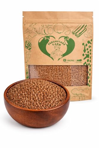 Image of Parshutara Farm Flax Seeds 1kg | 100% Natural Alsi Beej | Rich in Omega-3, Fiber & Protein | Healthy Superfood for Eating & Cooking
