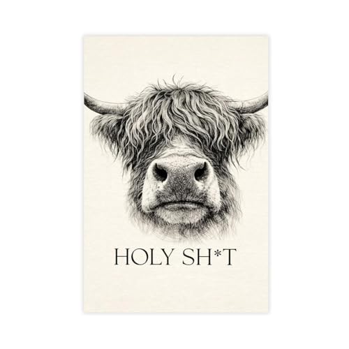 Vache des Highlands sur toile humoristique pour une décoration de salon chaleureuse et décalée