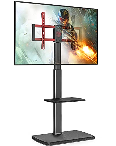 FITUEYES TV Bodenständer 2 Regale mit Kohlefassermuster TV Ständer für...