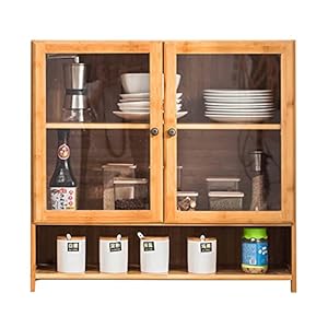 zyr Japanische Style-Sideboard, Küchen-Gewürz-Speicher-Locker, Bambus-Kabinett Multifunktionale Geschichtete Mahlzeit Side Storage-Schrank Für Restaurantkaffee (Color : Brown, Size : 66cm)