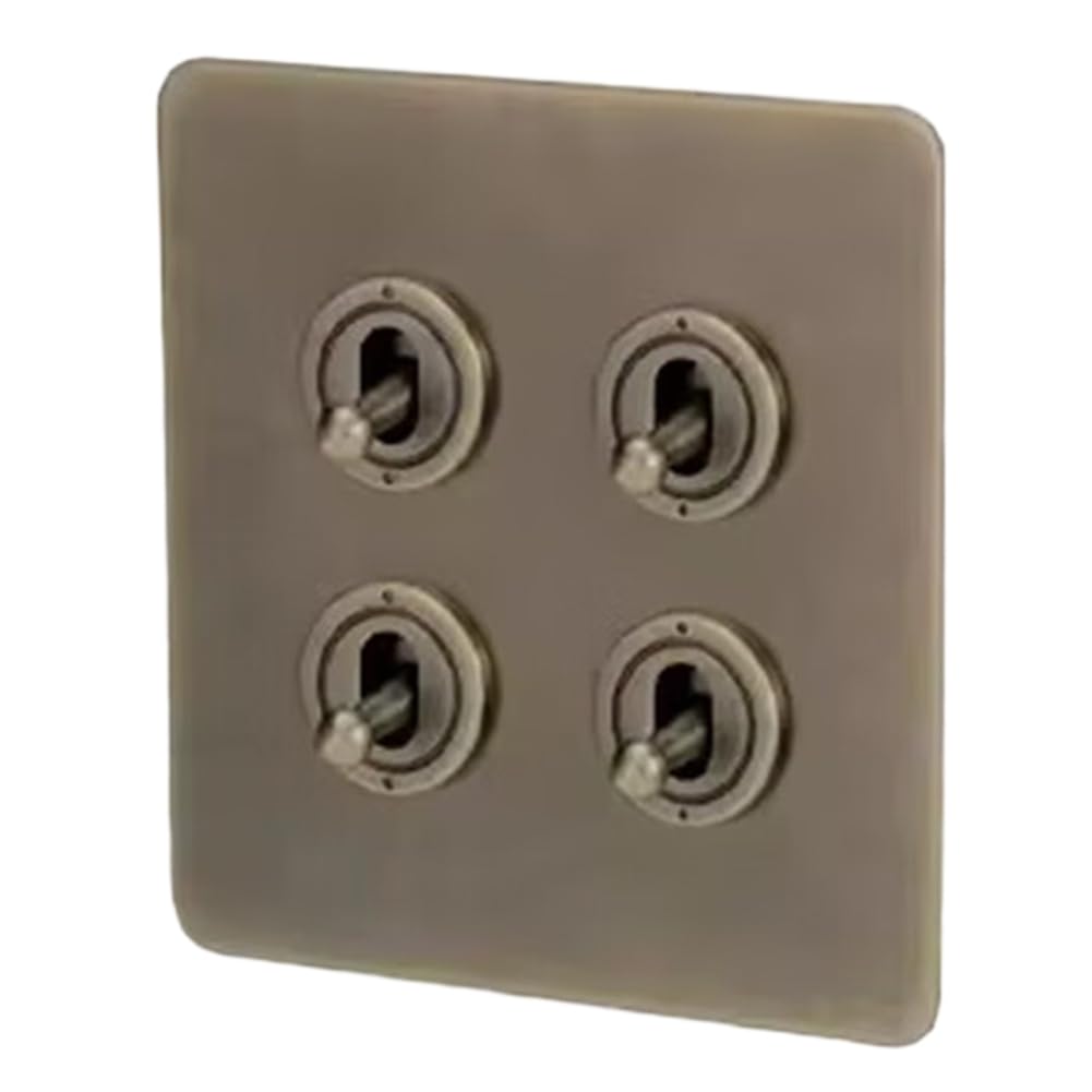 Littimoon 220V Toggle Switch Vintage Bronze Sockets and Switches Wall Light Switches Dimmer Switch Wall Outlet Plate,F