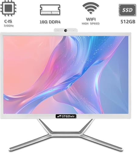 STGsivir All in One PC, Ordenador de Sobremesa, écran 24", Core i5 hasta 3.6 GHz, RAM 16 GB, SSD 512 GB, WiFi, BlueTBoth 5.0, Windows11 Pro, Blanco - imagen 2