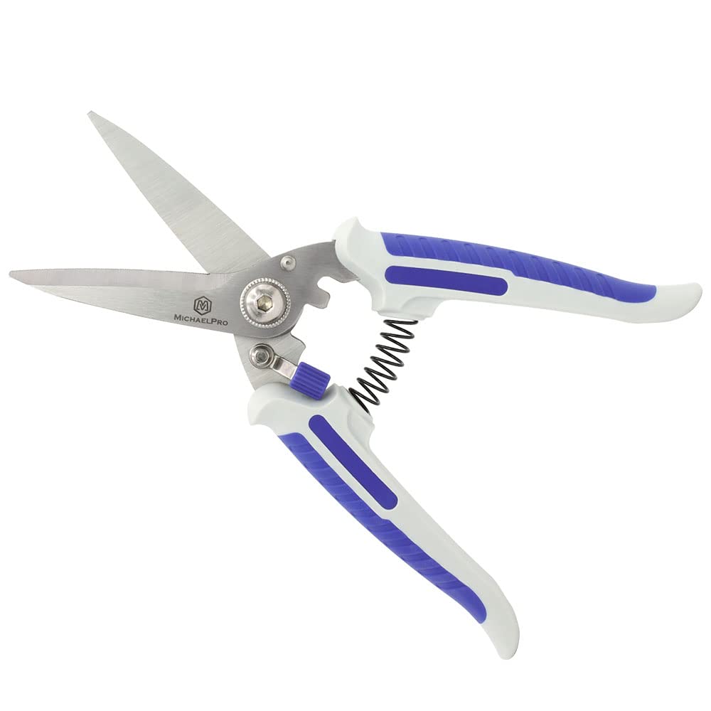 MichaelProMP010027 8" Stainless Multi-Purpose Shears | Finely Serrated & Heavy Duty | Cuts Wires, Electrical Cable Notch and Soft Cables, with Safety Lock & Ergonomic Handle