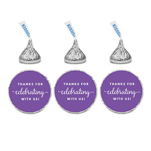 Andaz Press Chocolate Drop Labels Trio, Fits Kisses Party Favors, Thanks for Celebrating with Us, Purple, 240-Pack