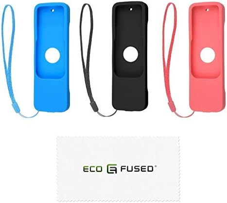 Eco-Fused Remote Control Cover Case Replacement Compatible with Apple TV (4th Generation) - 3 Pack, with Wrist Strap - Protective Non-Slip Silicone Shield - Shock Absorbing - Better Grip