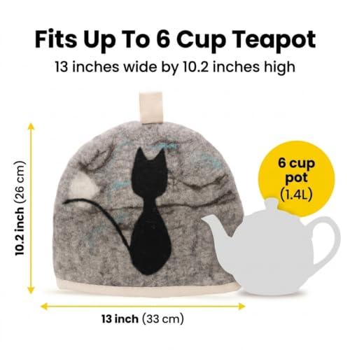 Image of Glaciart One Wool Teapot Cozy Kettle Cover | Dome Shaped Large Tea Cosy, Kettle or French Press | Handmade & Needle Felted from Natural Wool | Warms Up to 2 Hours | Great as Gift